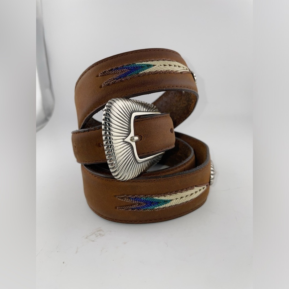 Tony Lama Mens The Duke Center Applique Brown Western Belt 40​​​​​​​​​​​​ - Picture 2 of 10